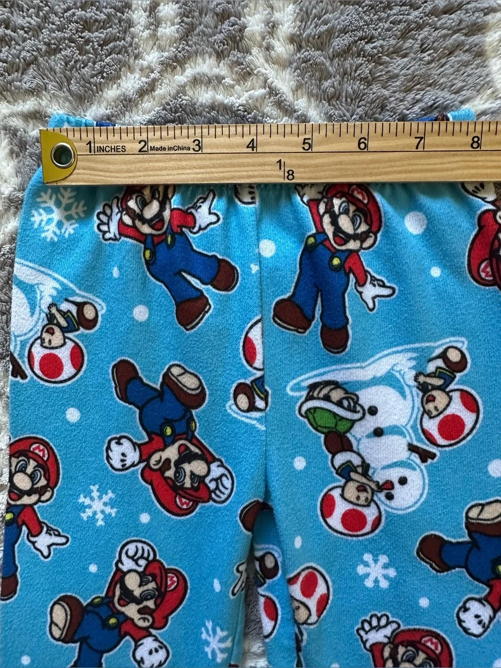 Nintendo Blue Super Mario & Toad Kids Pajama Set with Red Trim Size 4